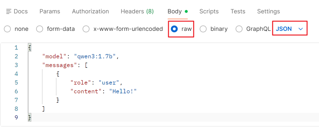 Postman 中 Body 的 raw JSON 格式