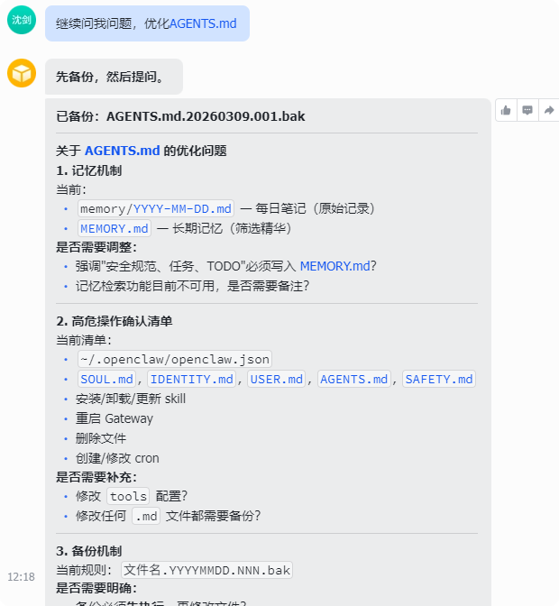 与AI助手详细讨论AGENTS.md的优化项