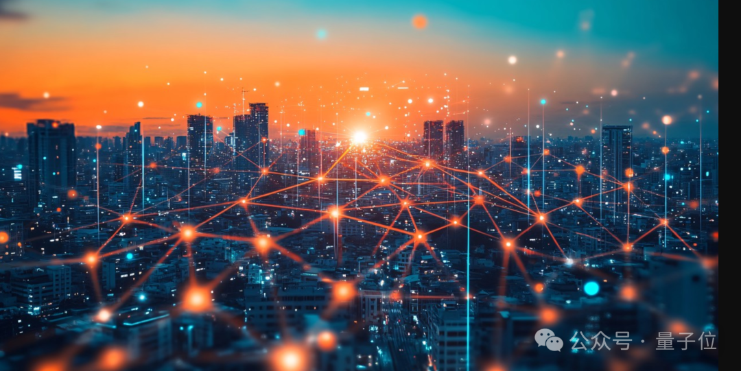 带有科技感网络结构的城市天际线