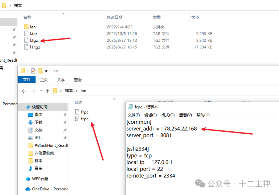 文件资源管理器显示lan文件夹及frpc配置文件