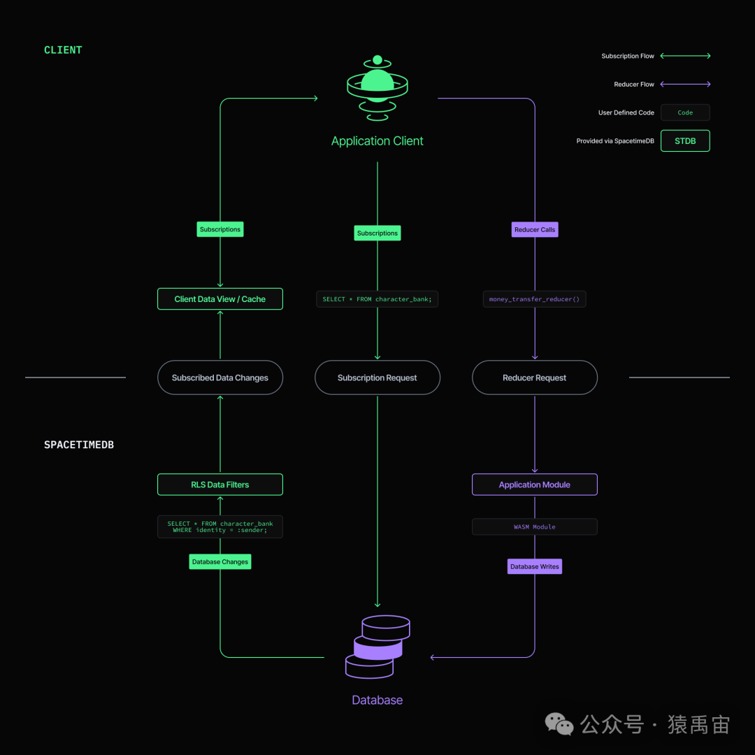SpacetimeDB 数据流与交互架构图