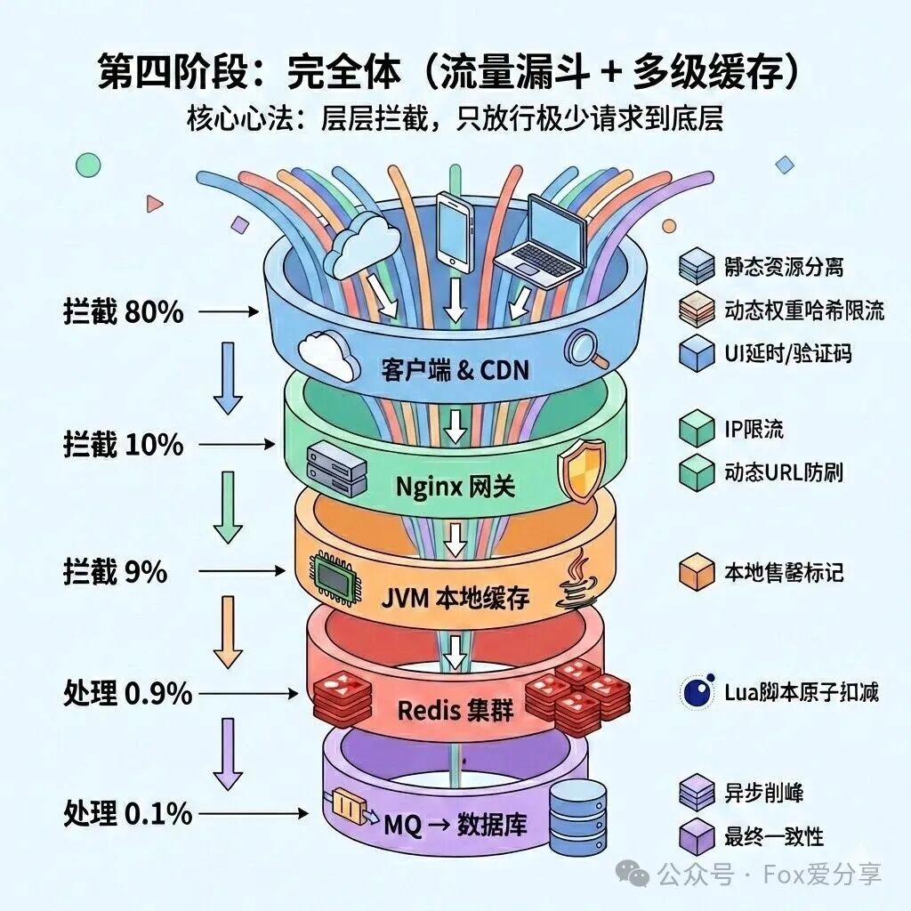 秒杀系统流量漏斗分层架构图