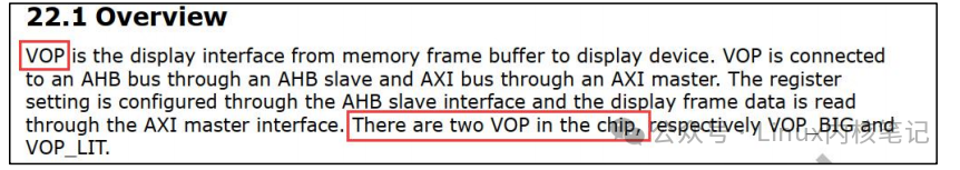 RK3399 TRM中关于VOP的描述