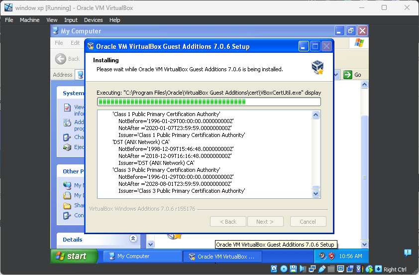 Oracle VM VirtualBox Guest Additions 7.0.6 安装过程