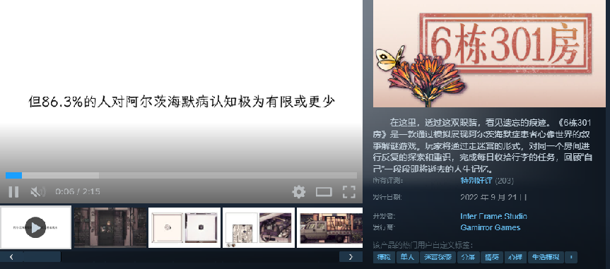 游戏《6栋301房》的介绍页面