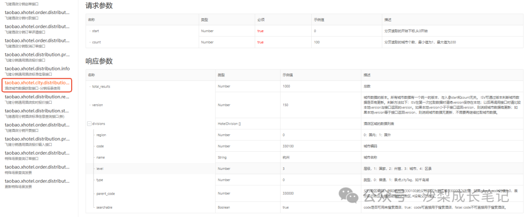 接口请求与响应参数表示例