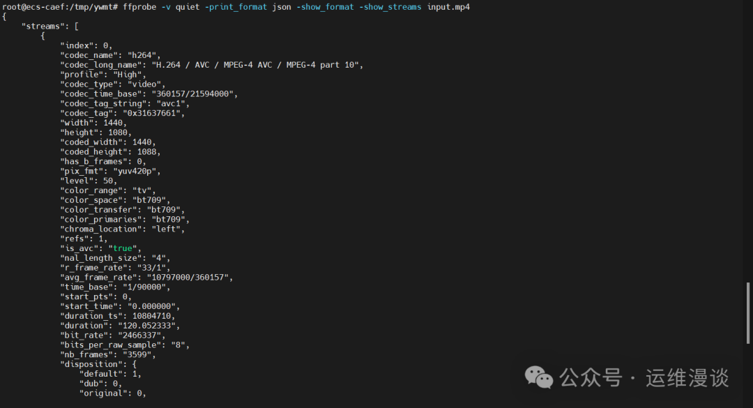 ffprobe以JSON格式输出媒体信息