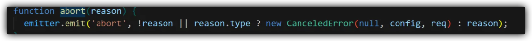 源码片段：定义abort函数用于发出取消事件