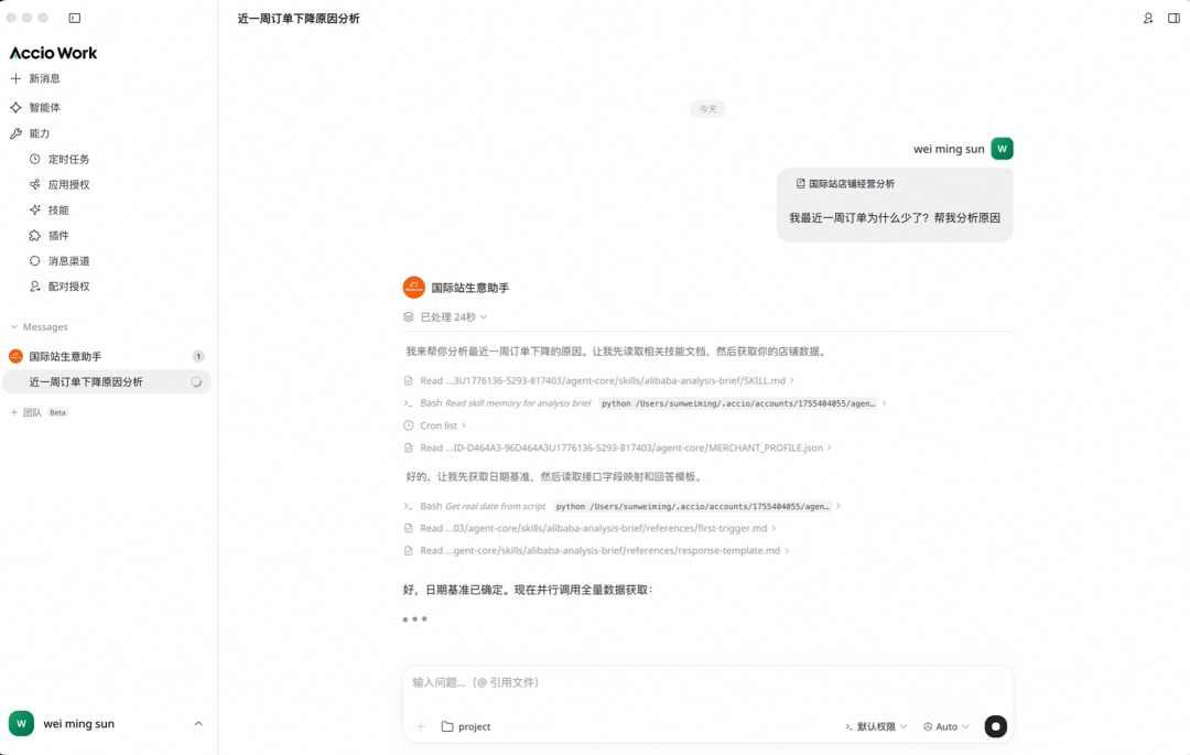 Accio Work 执行店铺诊断分析界面