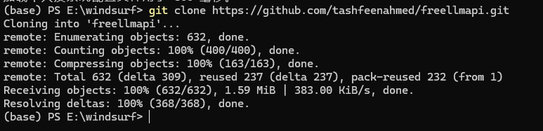 Git克隆FreeLLMAPI仓库的终端界面