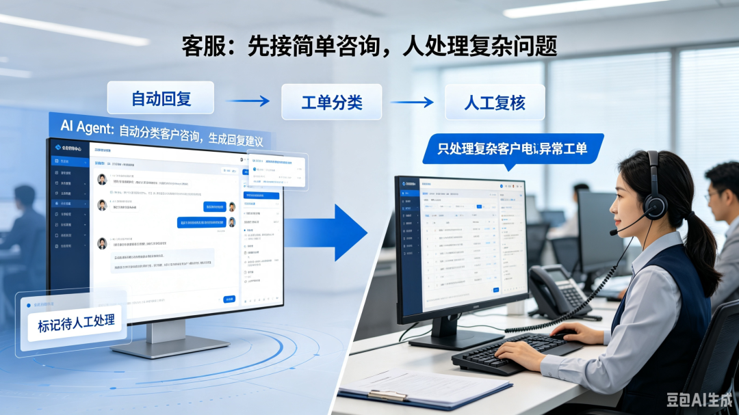 客服AI Agent自动分类与人工复核流程图