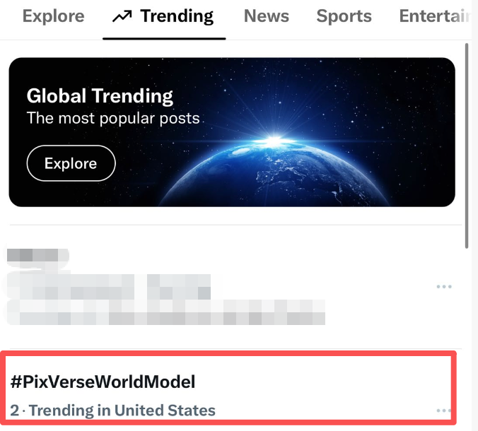 X平台趋势榜:#PixVerseWorldModel在美国区流行