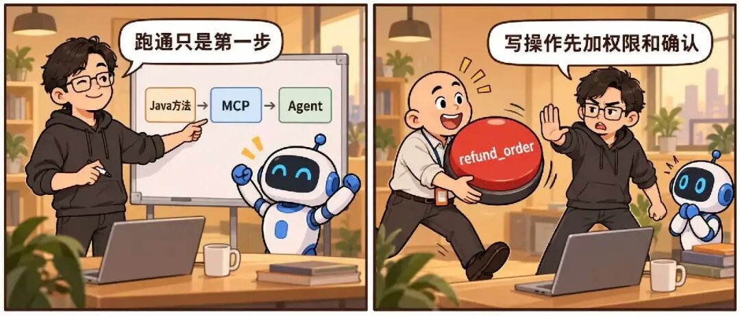 跑通只是第一步:Java 方法到 MCP 到 Agent 的演进,写操作必须先加权限和确认