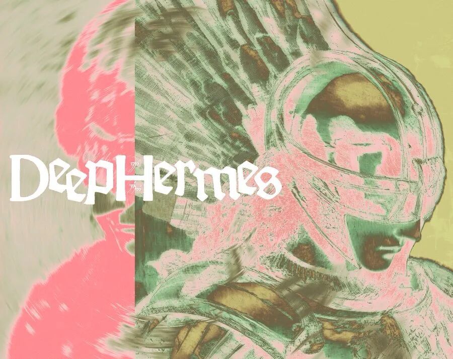 Nous Research DeepHermes开源模型复古科幻风格封面插画