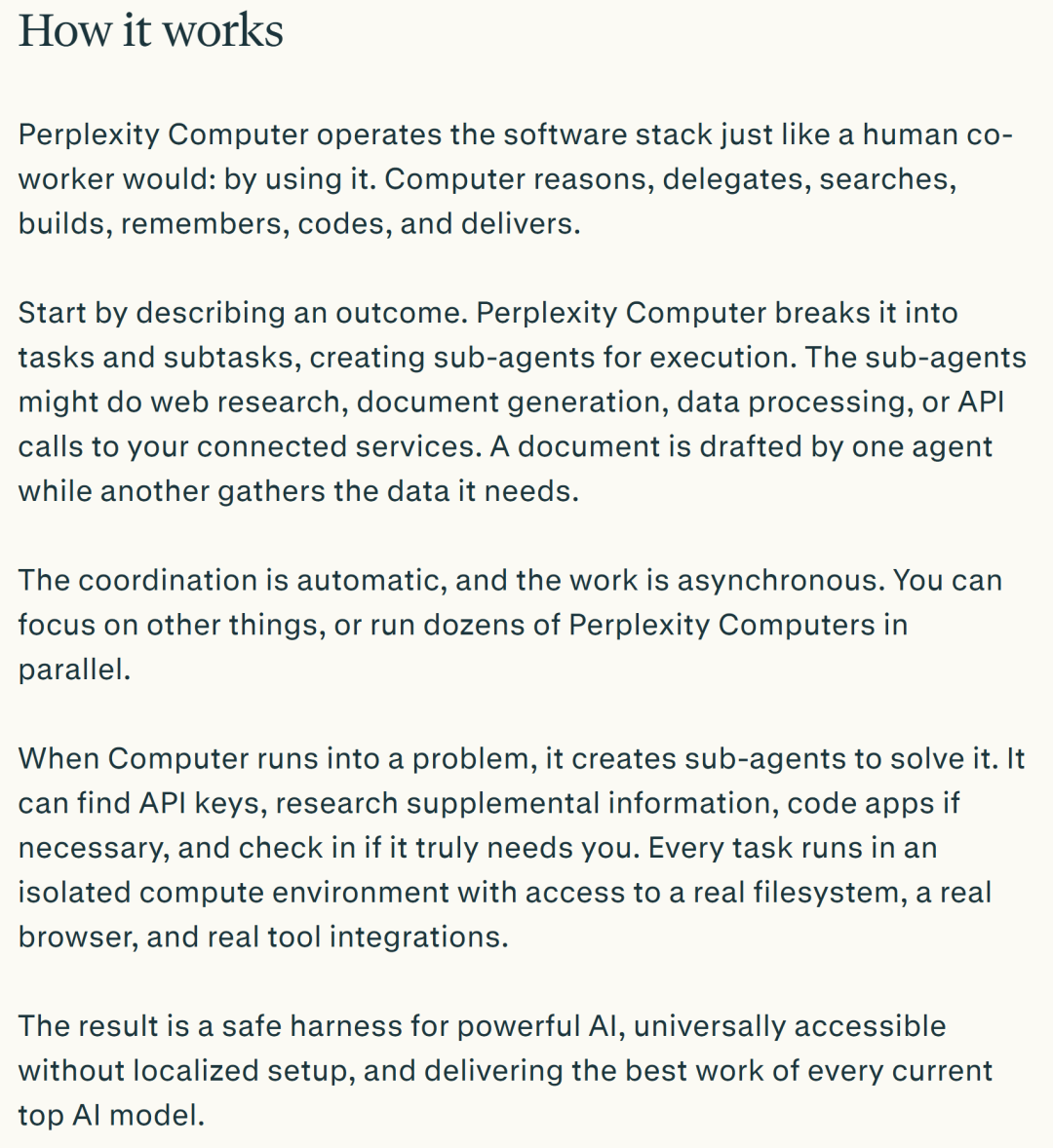 Perplexity Computer工作原理说明