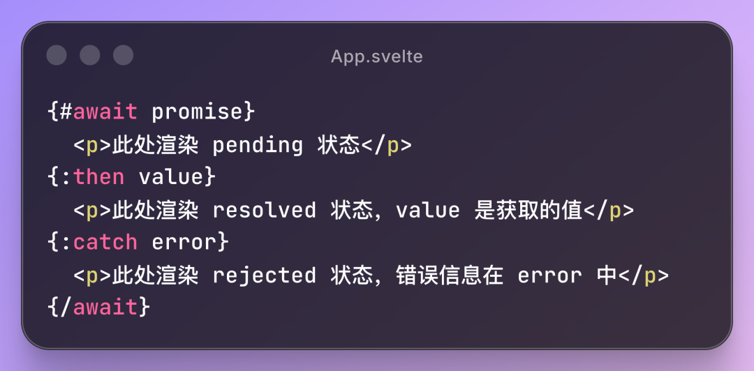 Svelte Await 异步块语法示例