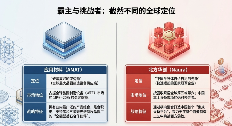应用材料与北方华创市场定位对比图