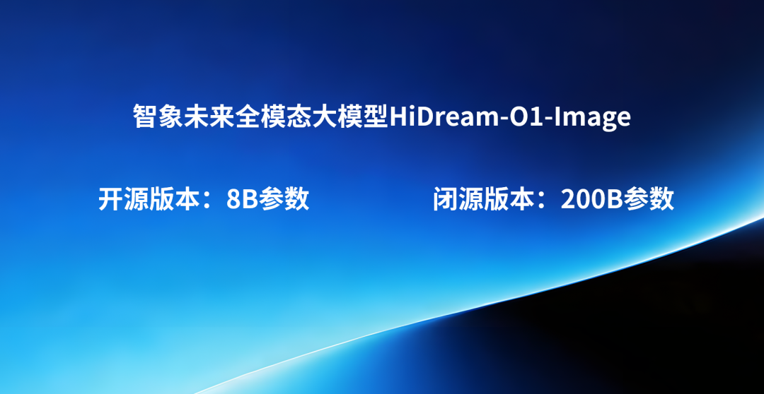 智象未来全模态大模型HiDream-O1-Image，开源版本8B参数，闭源版本200B参数