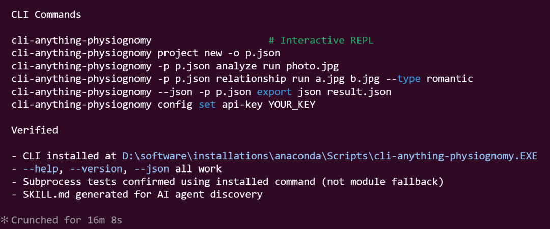 生成的 CLI 命令示例及验证信息