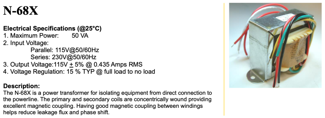工频电源变压器实物及规格