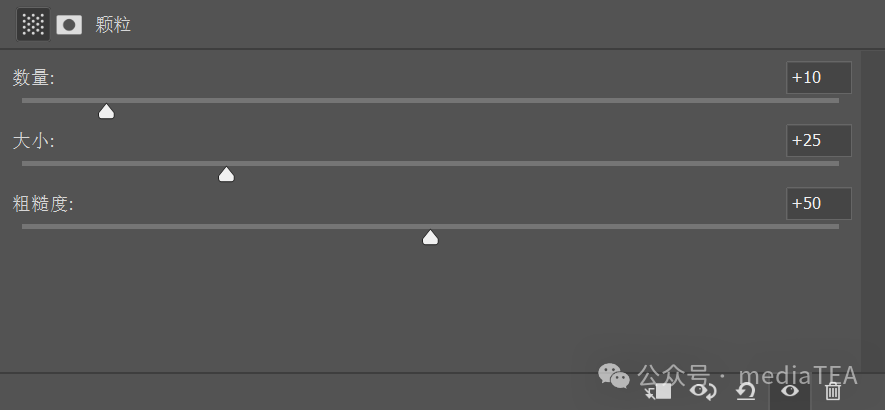 Photoshop颗粒效果调整面板截图