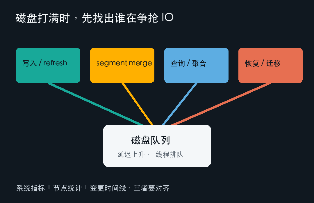 磁盘打满时定位争抢 IO 的排查流程图