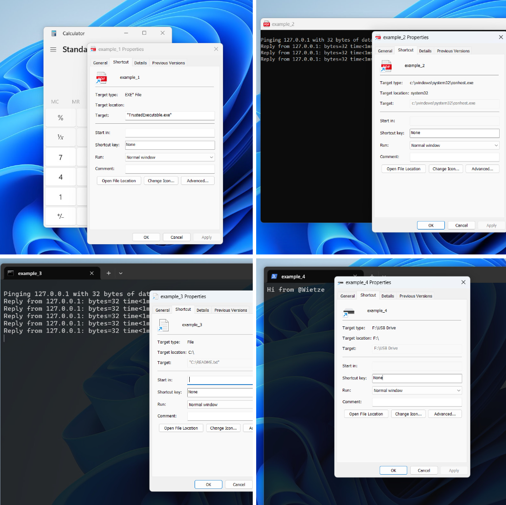 Windows快捷方式属性对话框示例图