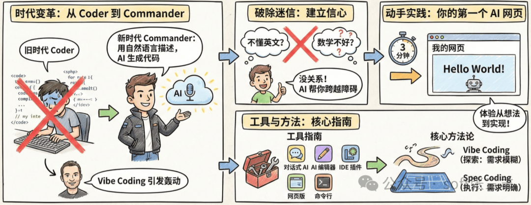 AI时代编程从Coder到Commander的转变与核心方法论图解