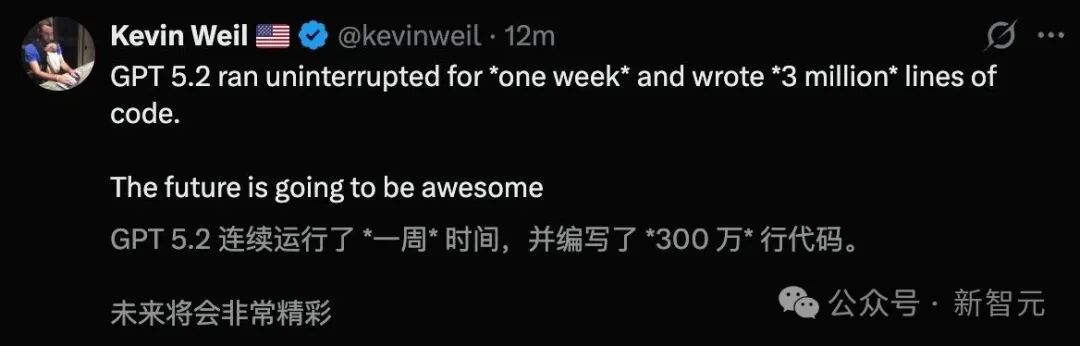 GPT-5.2连续运行一周推文
