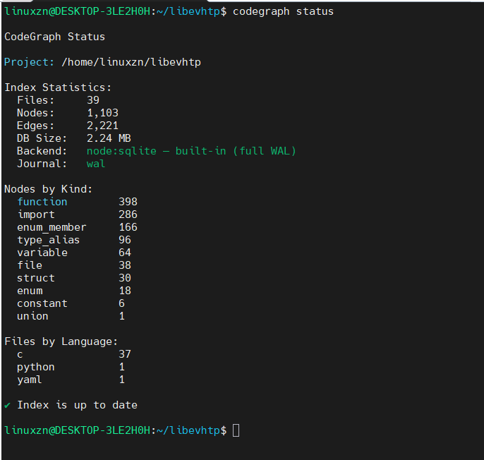 codegraph status 状态输出