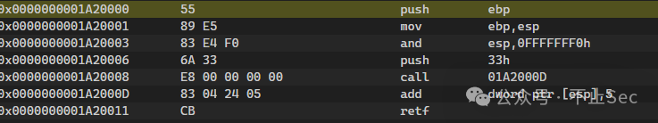 远跳转指令反汇编截图