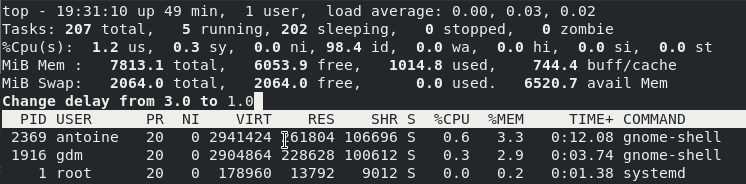 top命令调整刷新频率