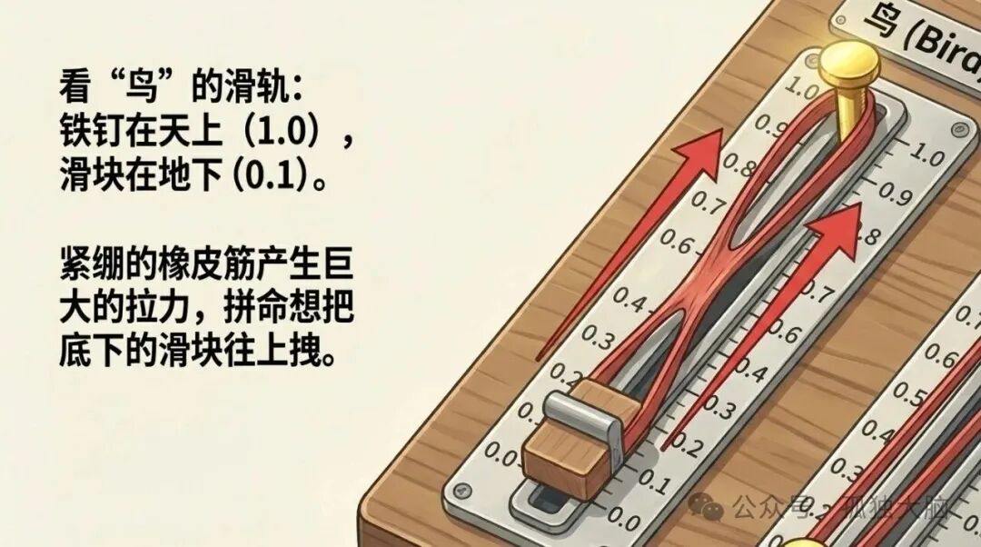 “鸟”滑轨上的误差与拉力方向