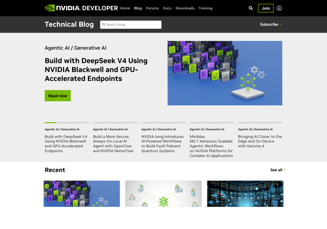 NVIDIA技术博客,主打DeepSeek V4与Blackwell GPU加速方案