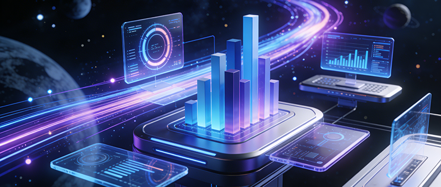 未来科技感的数据分析概念插画