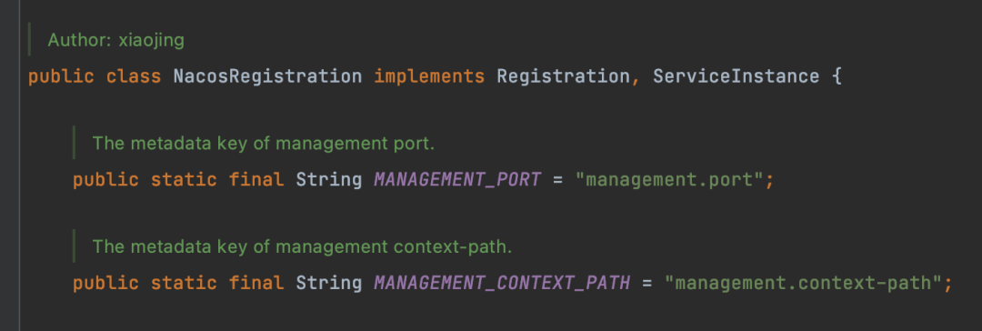 NacosRegistration类定义