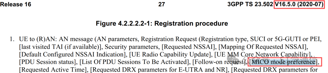 R16版本注册请求流程参数