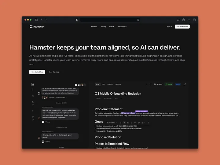 Hamster工具界面截图,展示AI任务管理与项目协同功能