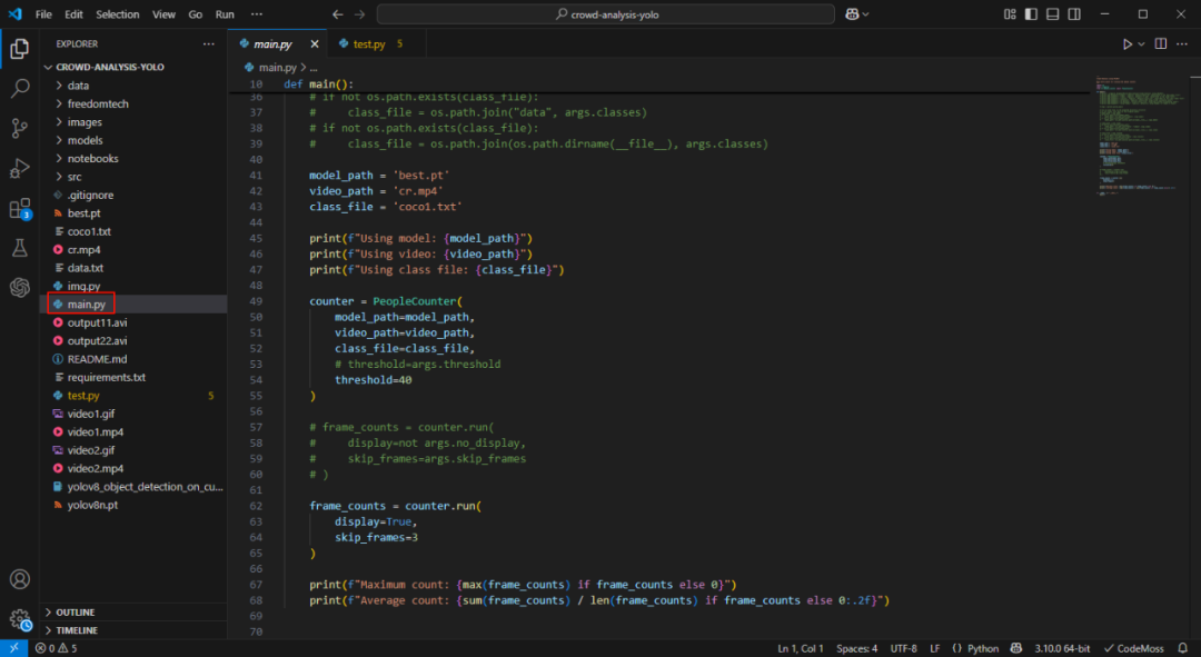 main.py代码文件截图