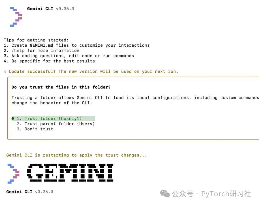 Gemini CLI 终端界面