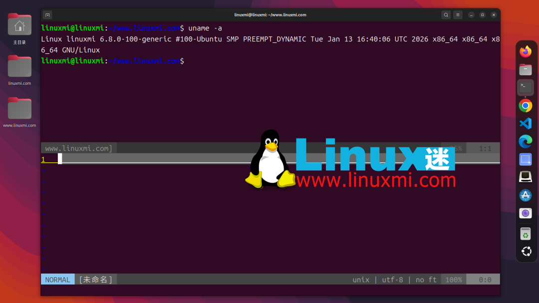 终端中执行 uname -a 命令显示系统信息