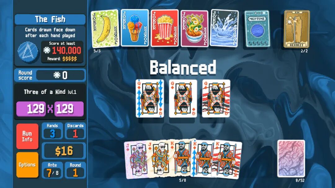 Balatro游戏后期高分界面,分数已达科学计数法级别