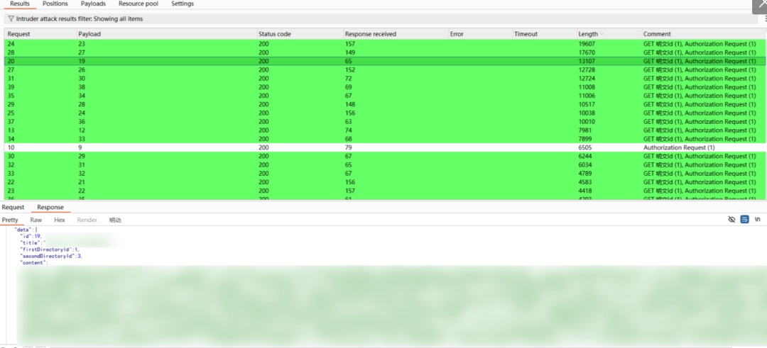 Burp Intruder遍历detail接口的结果，显示文件信息