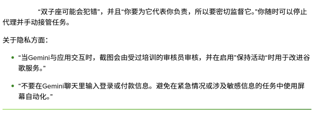 Gemini使用风险提示文本