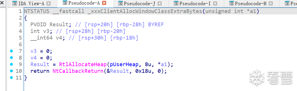 IDA反汇编代码:用户态回调函数实现