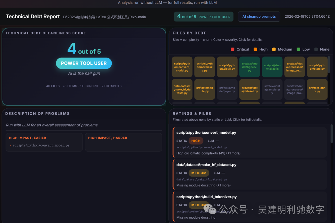 技术债务可视化报告界面