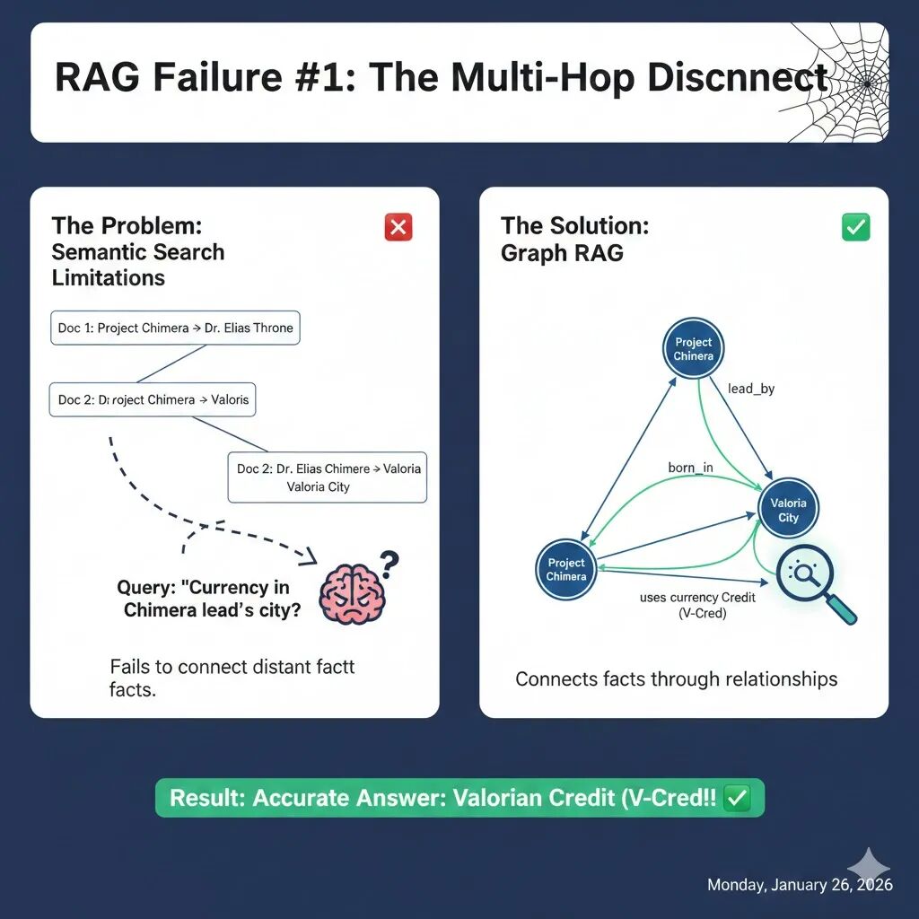RAG失败案例1：多跳逻辑断裂对比图