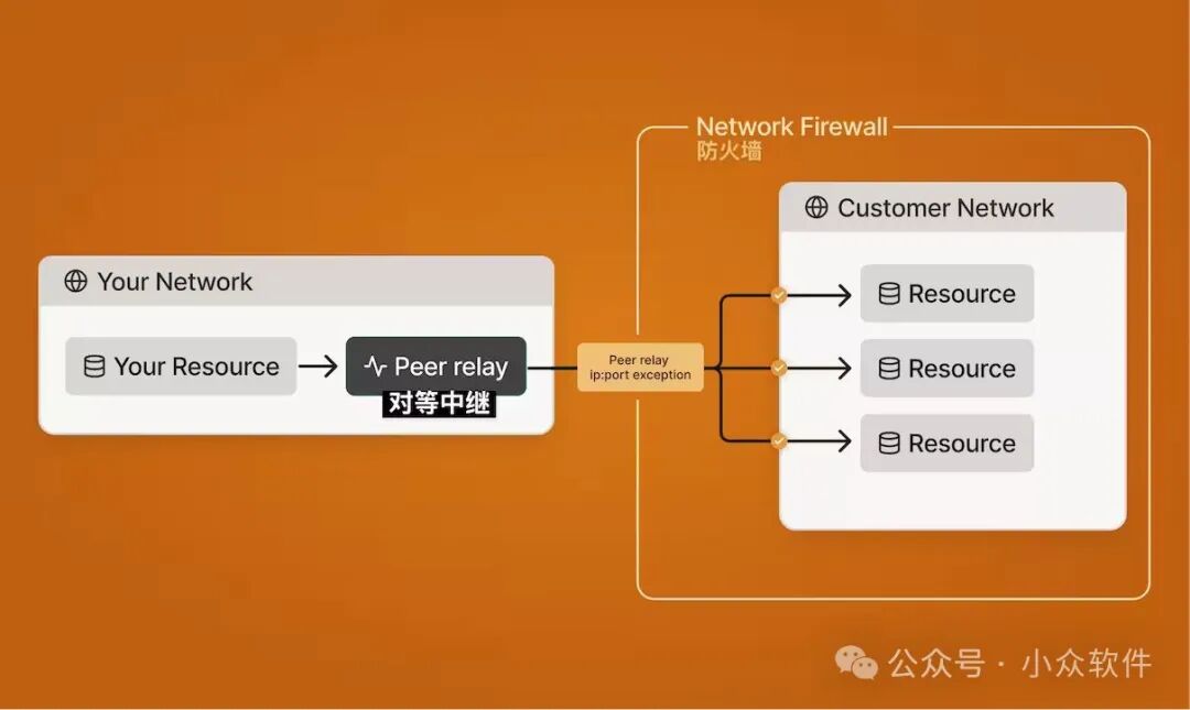 Tailscale对等中继架构示意图