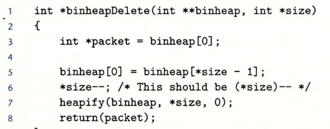 binheapDelete函数，运算符优先级错误